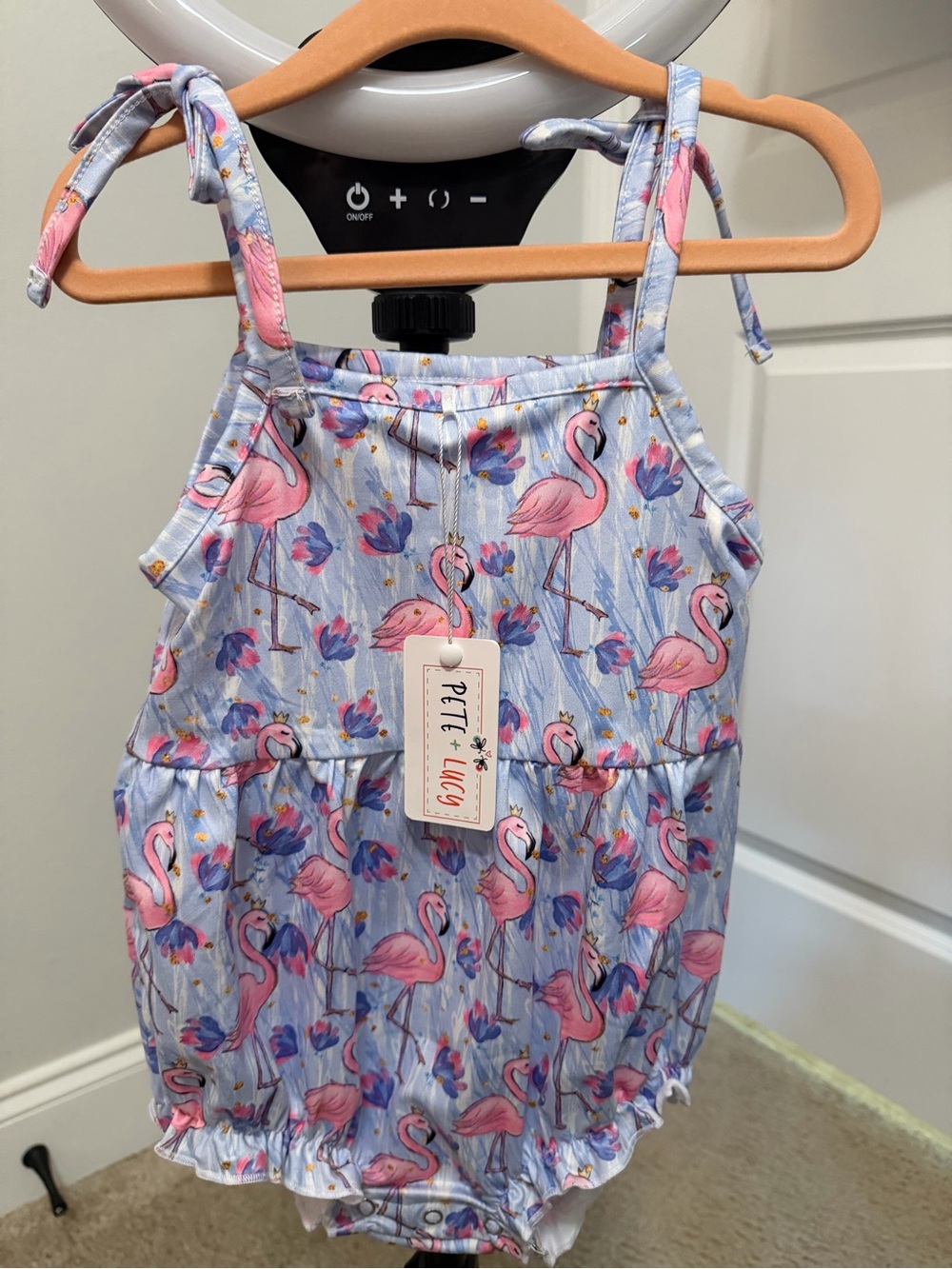 PETE + LUCY Flamingo Print Romper -